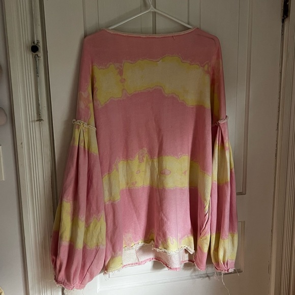 Free People M Pink Yellow Tie Dye Sweater - Picture 7 of 10